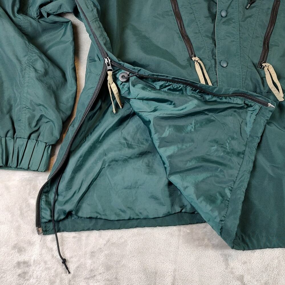 Men's Vinatage Athletic Works Dark Green and Beige Windbreaker Pullover Jacket - Picture 5 of 13